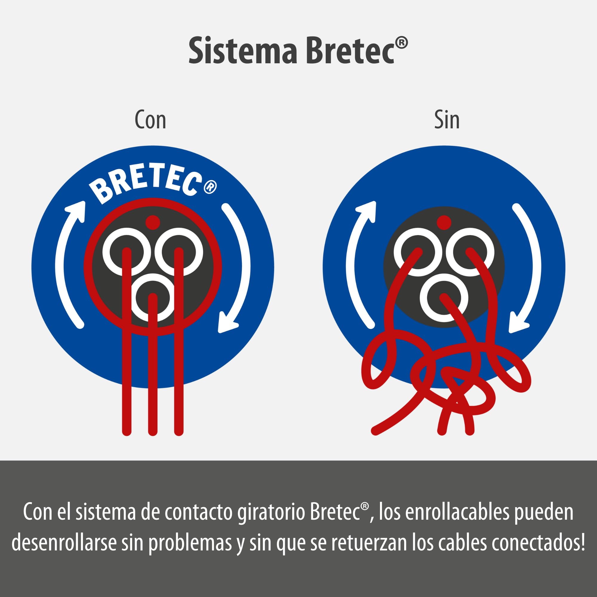 Brennenstuhl Garant Bretec enrollacables de industria/construcción con alargador de 25m y 3 tomas de corriente IP44 (plástico especial, uso en exteriores, Made in Germany) azul