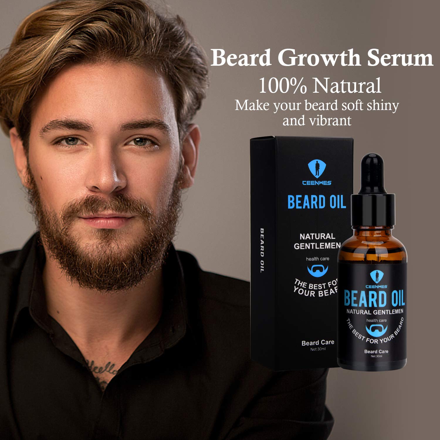 Kit d'entretien de barbe 9 pièces pour homme avec shampoing à barbe gratuit, huile à barbe, baume à barbe, peigne à barbe, ciseaux à barbe, soin de la barbe, soin de la barbe, produit de croissance de