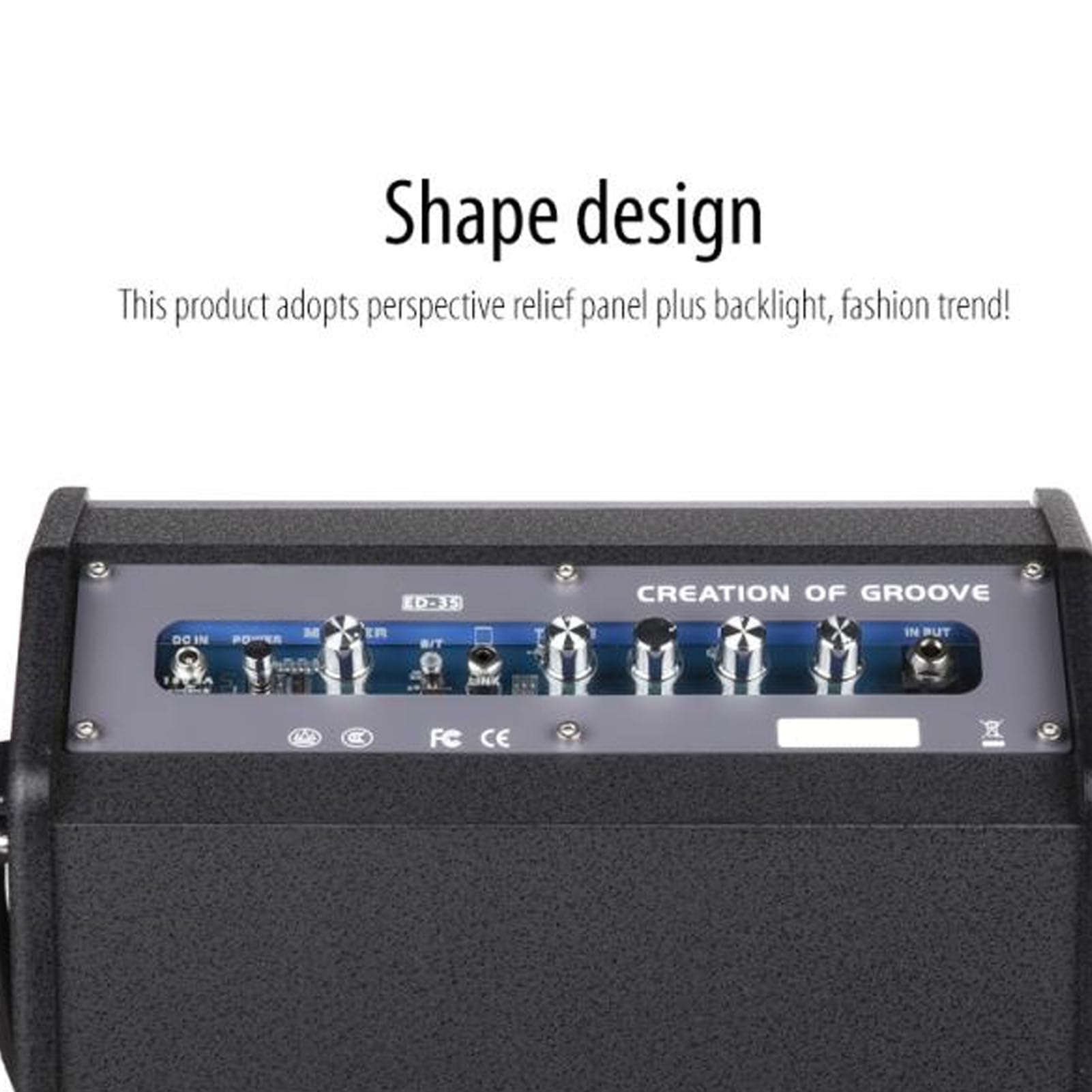 Generic Amplificador de Tambor Electrónico, Dos Canales de 3,5 Mm Aux en la Interfaz Amplificador de Batería Eléctrica BT 110-240V para Guitarras Eléctricas (Enchufe de la UE)