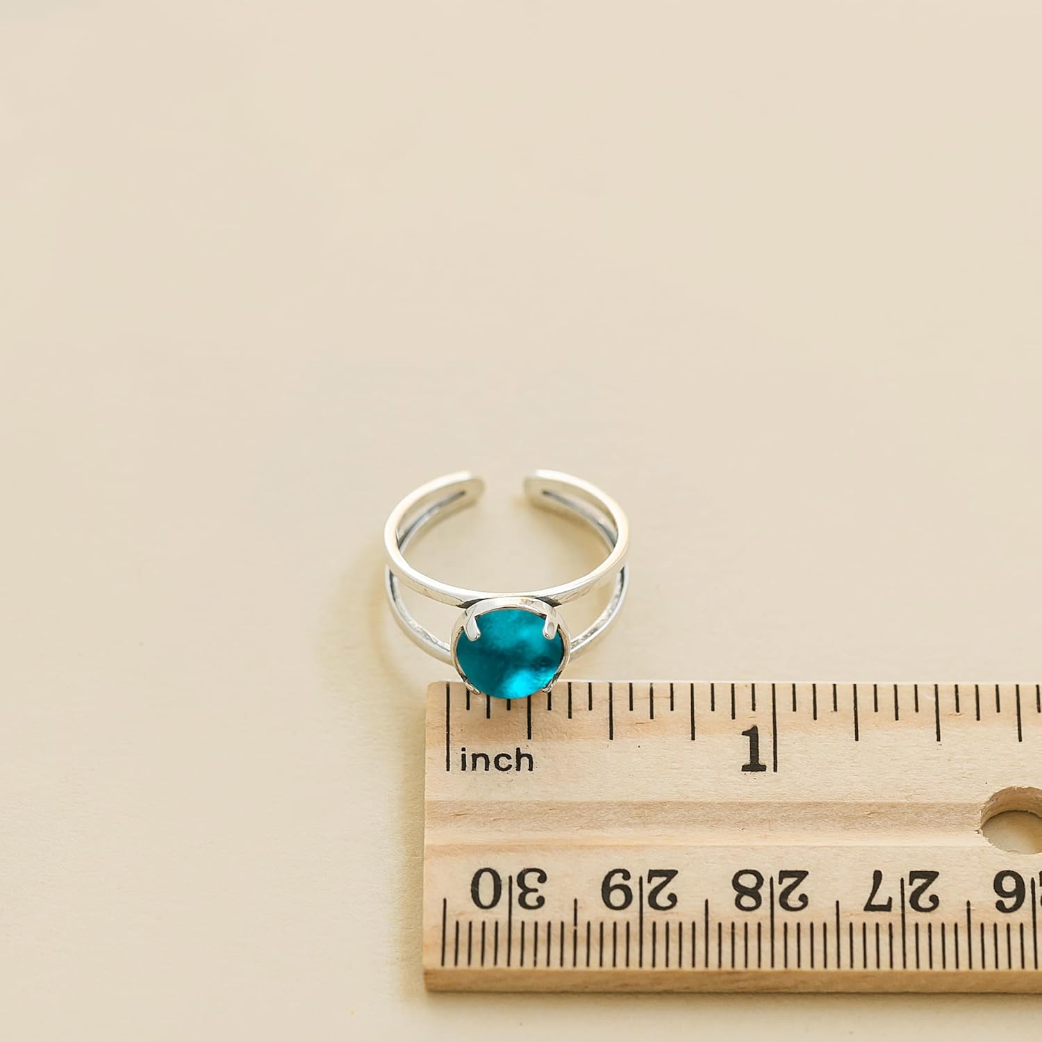 Bottled Up Designs Handmade Double Band Adjustable Ring, Recycled Bottle Glass, Sterling Silver, Eco Friendly, Made in USA, Birthday Gift, Mothers Day, Anniversary
