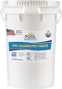 Pool Essentials 99% Chlorinating Tablets | 3 Inch Chlorine Tablets, Kills Bacteria, Long Lasting, Slow-Dissolving sanitizer, 99% Trichlor, 50LB