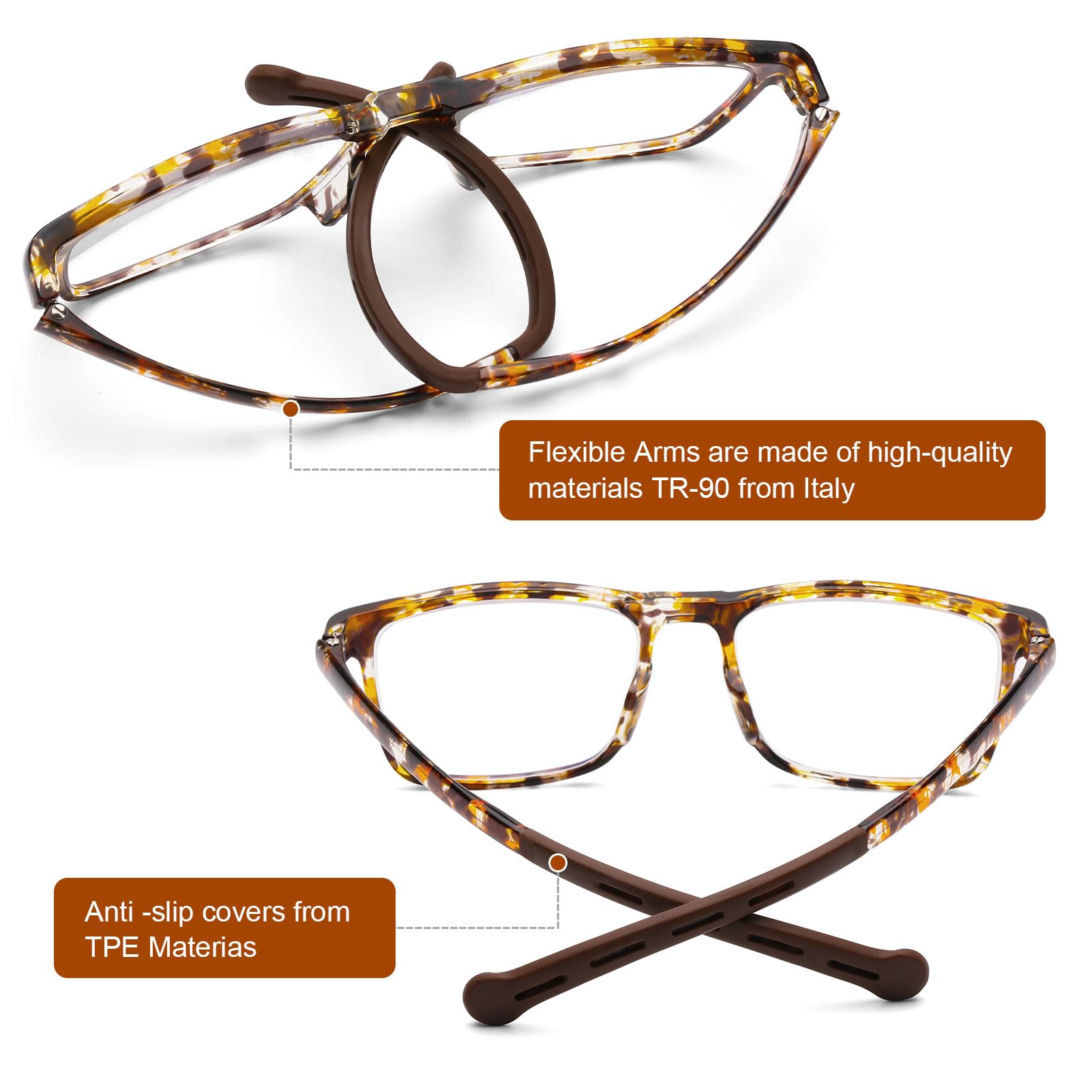DOOViC Blue Light Filter Reading Glasses 2.0 Neck Hanging Tortoiseshell Square Frame Computer Readers for Men/Women - Image 4