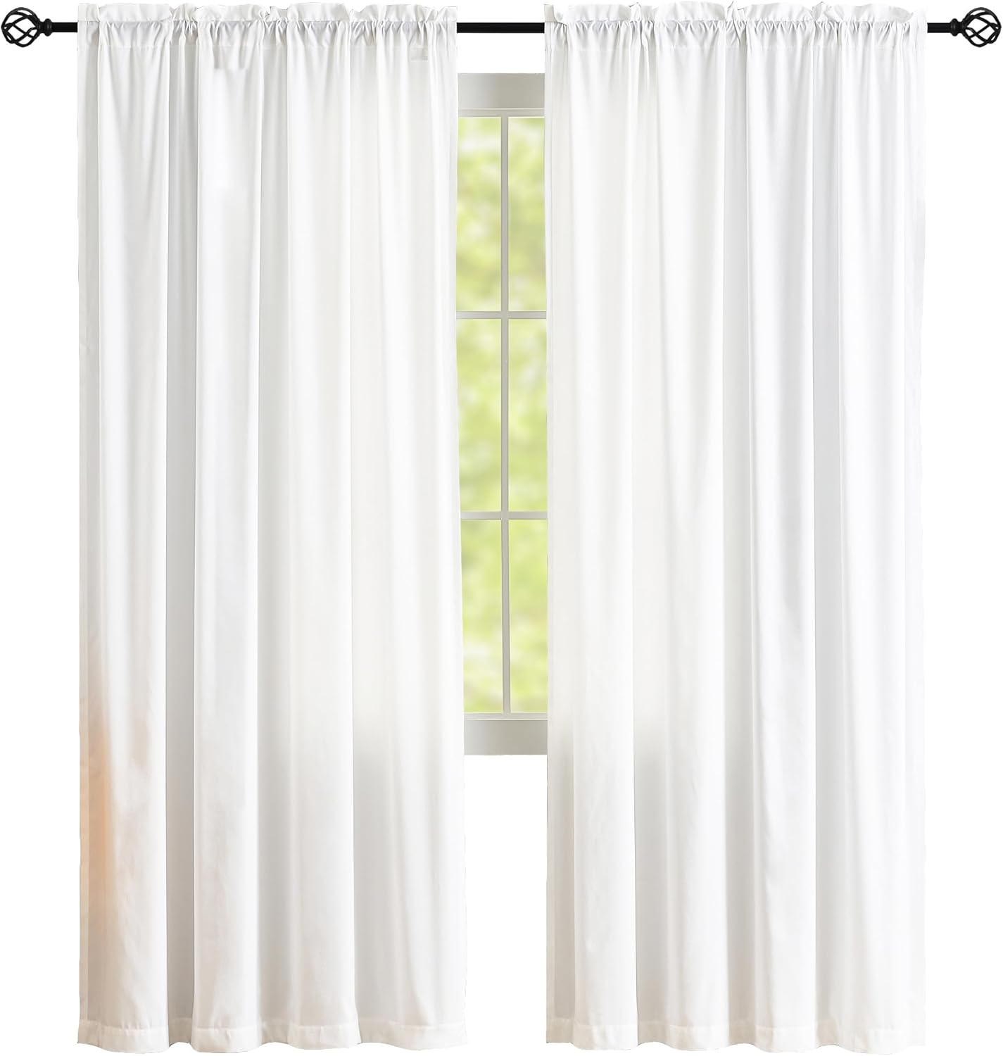 White Privacy Sheer Curtains for Windows, Silky-Soft Tencel Velvet Fabric Rod Pocket Semi Sheer Privacy Curtains 63 inch Length 2 Panels Set for Living Room Bedroom Kitchen Babyroom (52"W x 63"L)