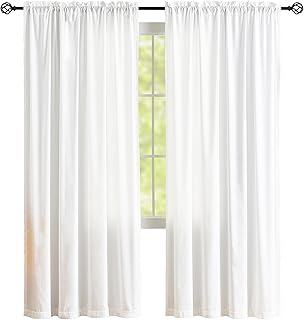 White Privacy Sheer Curtains for Windows, Silky-Soft Tencel Velvet Fabric Rod Pocket Semi Sheer Privacy Curtains 63 inch Length 2 Panels Set for Living Room Bedroom Kitchen Babyroom (52