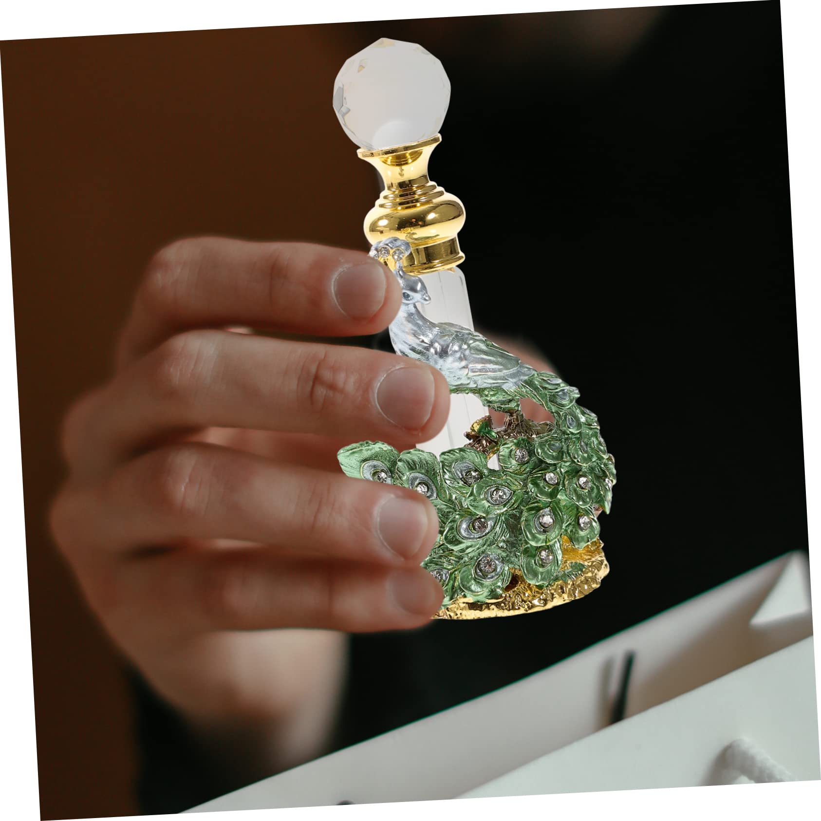 PRETYZOOM 3 Pz Bottiglia Di Profumo Di Pavone Bottiglia Di Profumo D'epoca Coperchi in Per Bevande Contenitori Per Spezie Bottiglie D'epoca Di Fiori Bicchiere Metallo Dubai