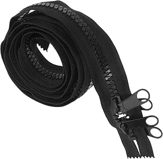 VILLCASE Heavy Duty Double Tab Zipper Tape 2 Meters Black Large Nylon Zipper for Sewing Canvas Covers, Boat Covers, and Outdoor Fabrics, Double Headed Closed-end for Camping and Trampoline