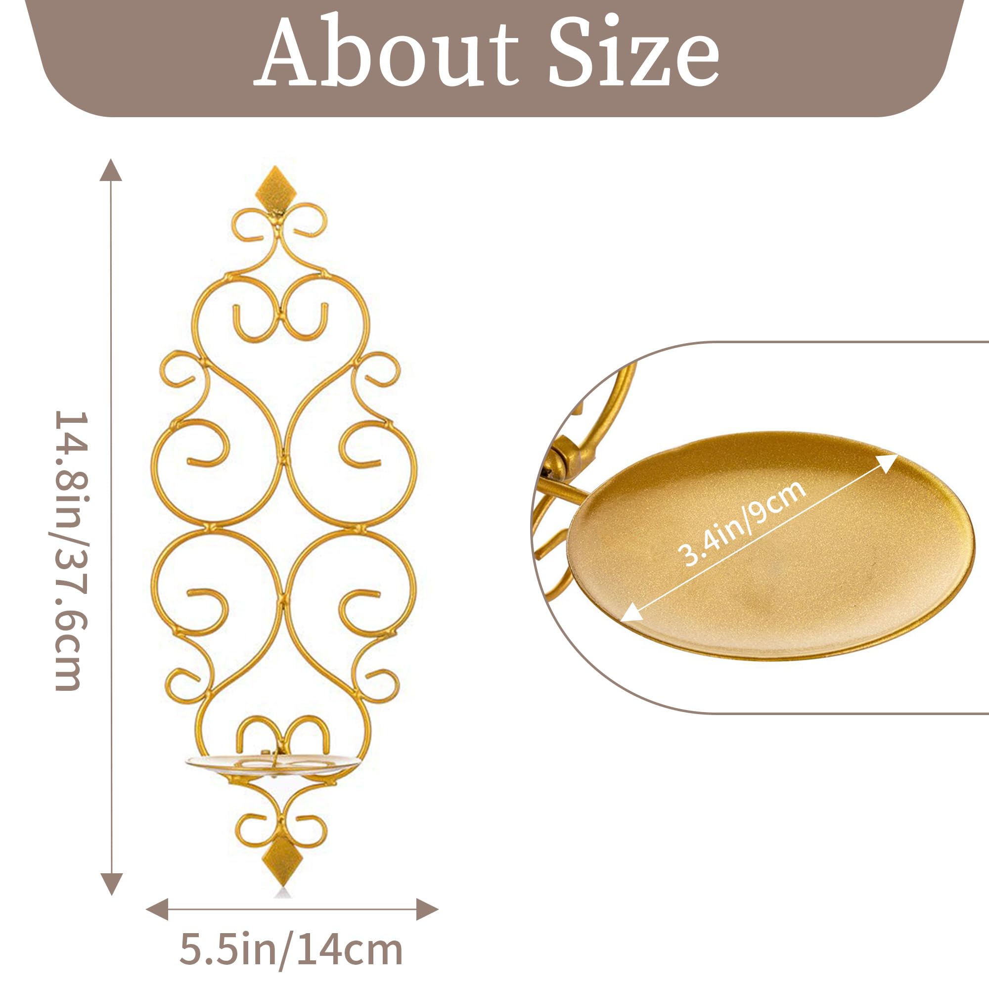 Amazon.co.jp: Sziqiqi ゴールド壁取り付け用燭台キャンドルホルダー2