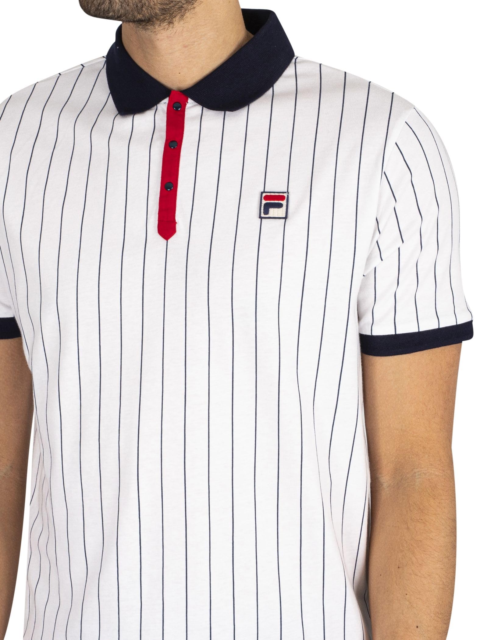 FILA Uomo Polo Classica A Righe Vintage, Navy/Red
