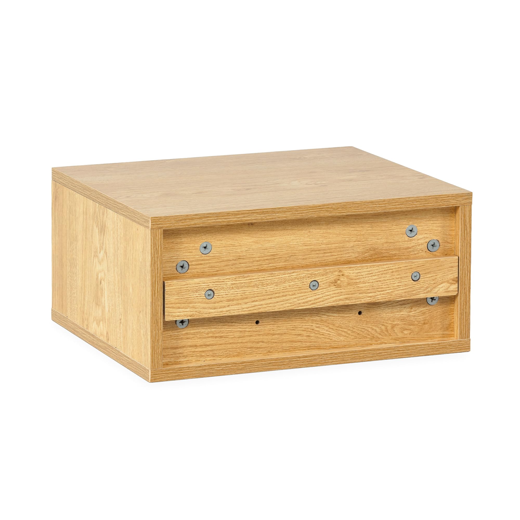 HOMN LIVING Juego 2 mesitas de Noche Flotante Mónica 1 cajón Color Roble, 40 cm (Ancho) 35 cm (Profundo) 19 cm (Altura)