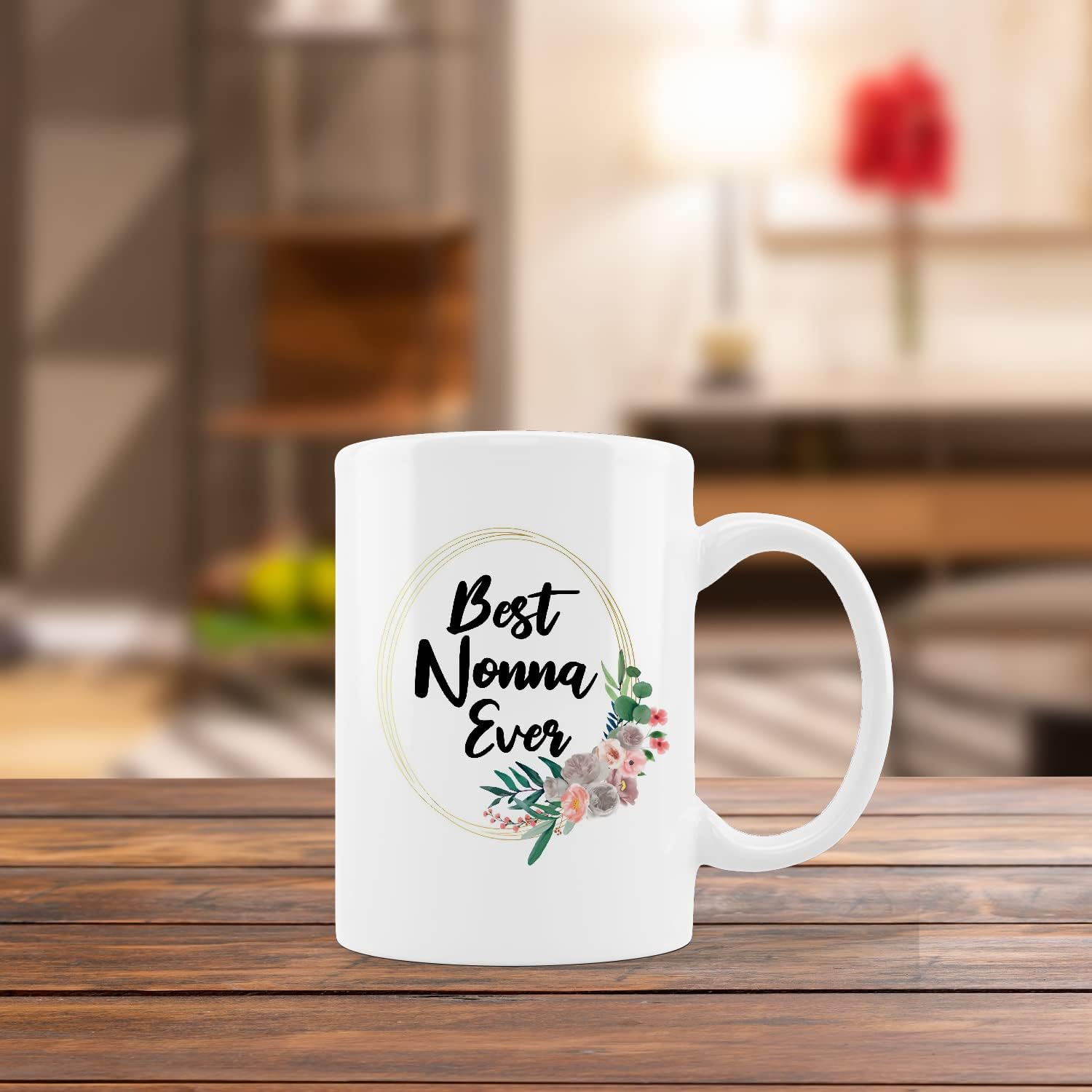 kunlisa Best Nonna Ever Floral Mug Cup,Best Grandma Ceramic Mug-11oz Coffee Milk Tea Mug Cup,Farmhouse Home Decor,Grandmother Grandma Nonna Birthday Mother's Day Gifts From Grandson Granddaughter - Image 3