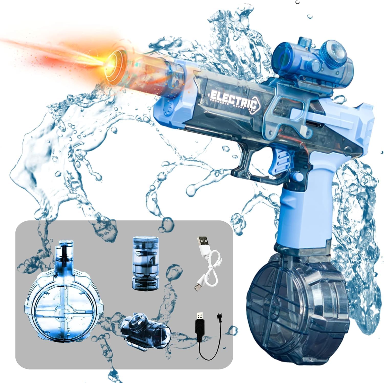 Pistolet à Eau électrique Rechargeable USB | Portée 10 M, Réservoir 650 Ml, 2 Modes De Tir | Pour Enfants Et Adultes - 3