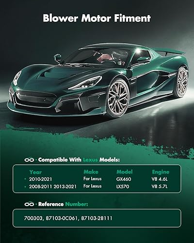 Vista 1102 de SCITOO 700188 Reemplazo del motor del ventilador HVAC con jaula de ventilador para Toyota Tacoma 2005-2015, reemplazo OE - 87103-04043, 87103-04044