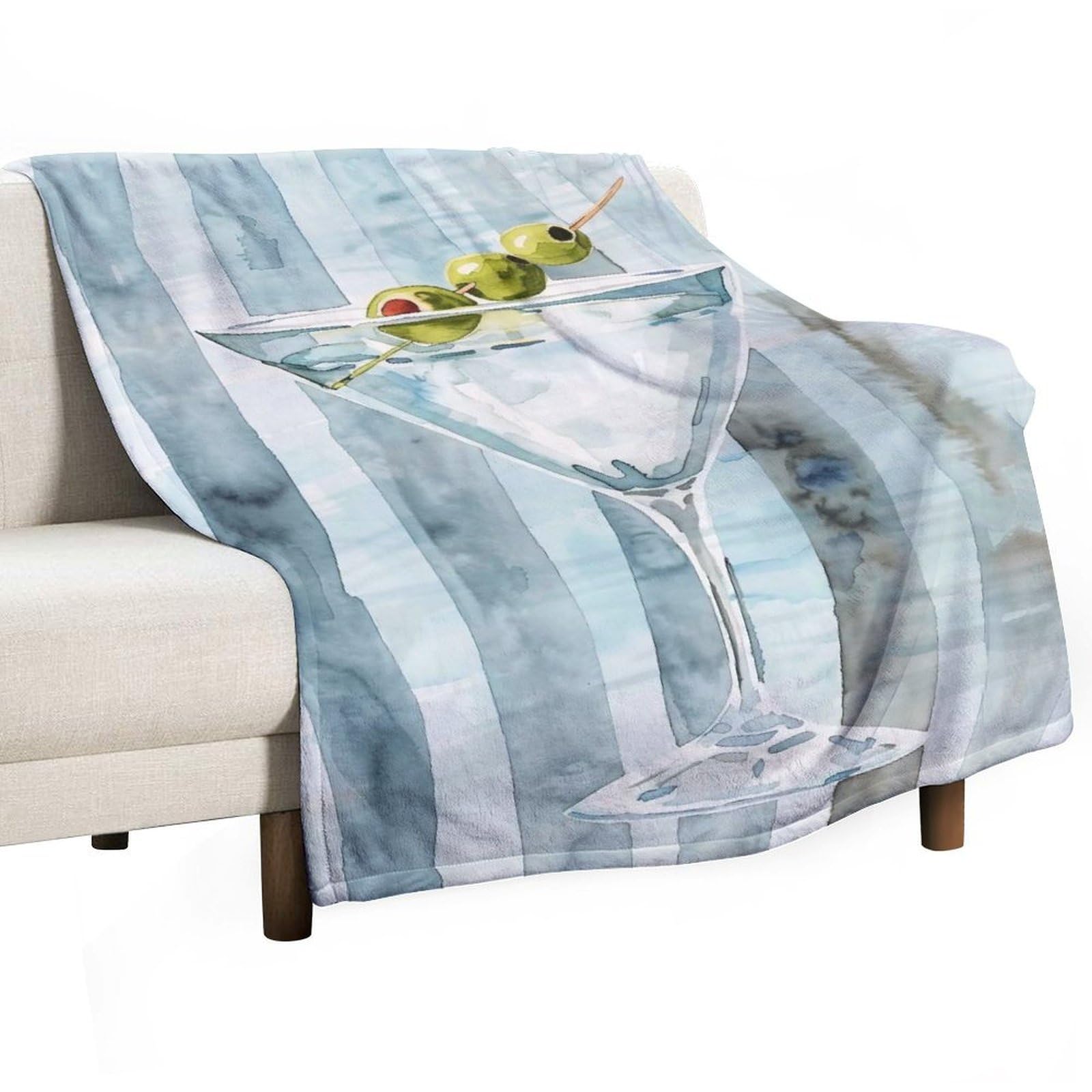 YHGSREUOH Martini-Cocktail-Watercolor_01 Flannel Blankets Fleece Soft Throw Lightweight Plush Gifts for Couch, Bed, Cozy Sofa Plush, Chair, Lovers 32x48inch(80x120cm)