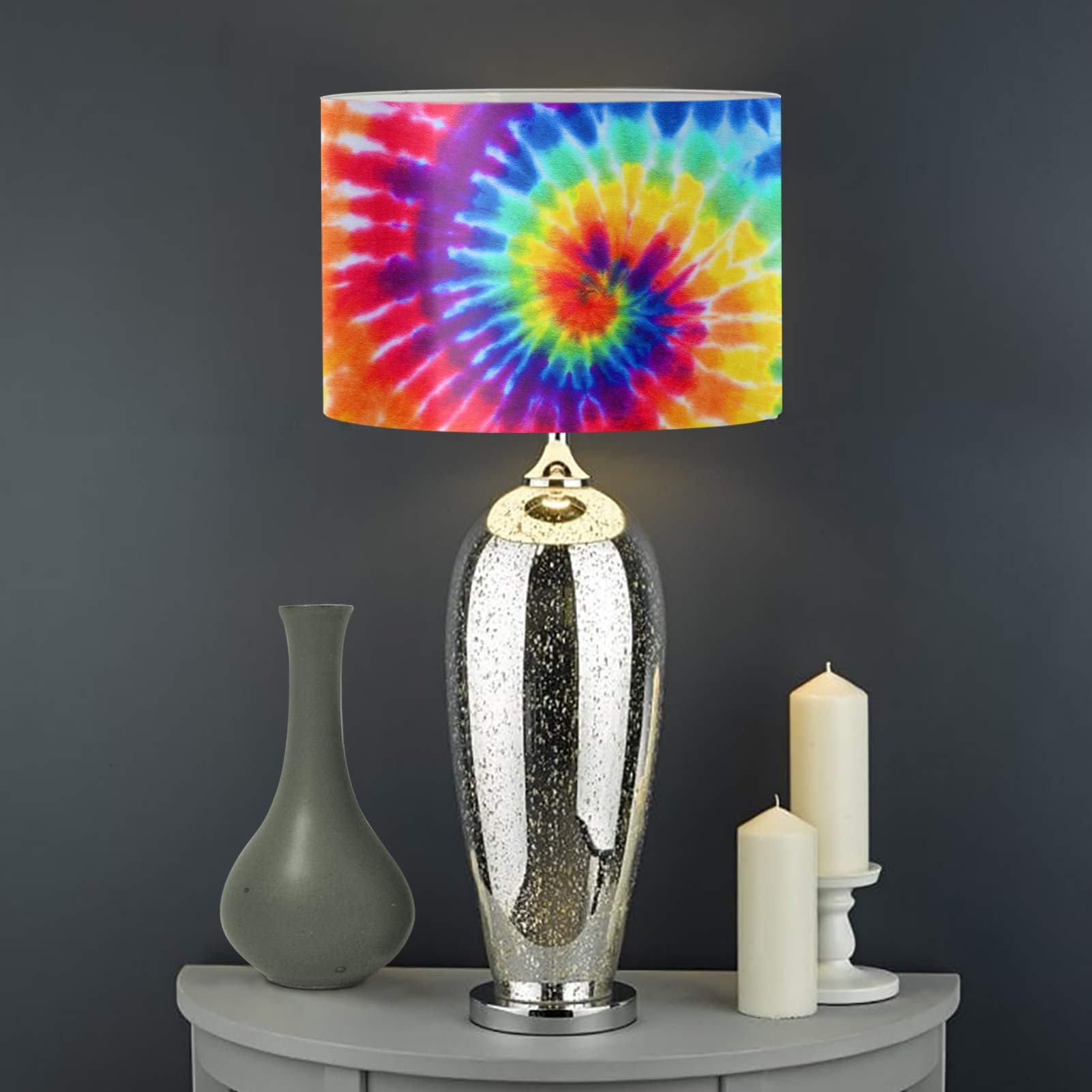 Biyejit Rainbow Tie Dye Lamp Shade for Home Decortaive, Livingroom Bedroom Table Lamp Floor Lamp Shade — image 1