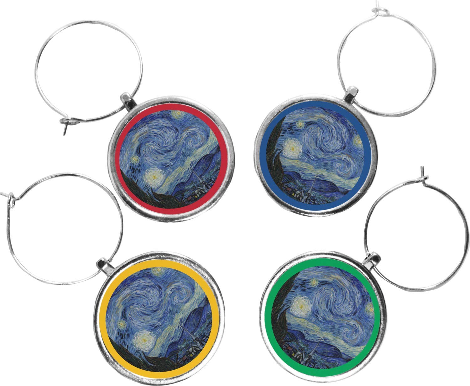 YouCustomizeIt The Starry Night (Van Gogh 1889) Wine Charms (Set of 4)