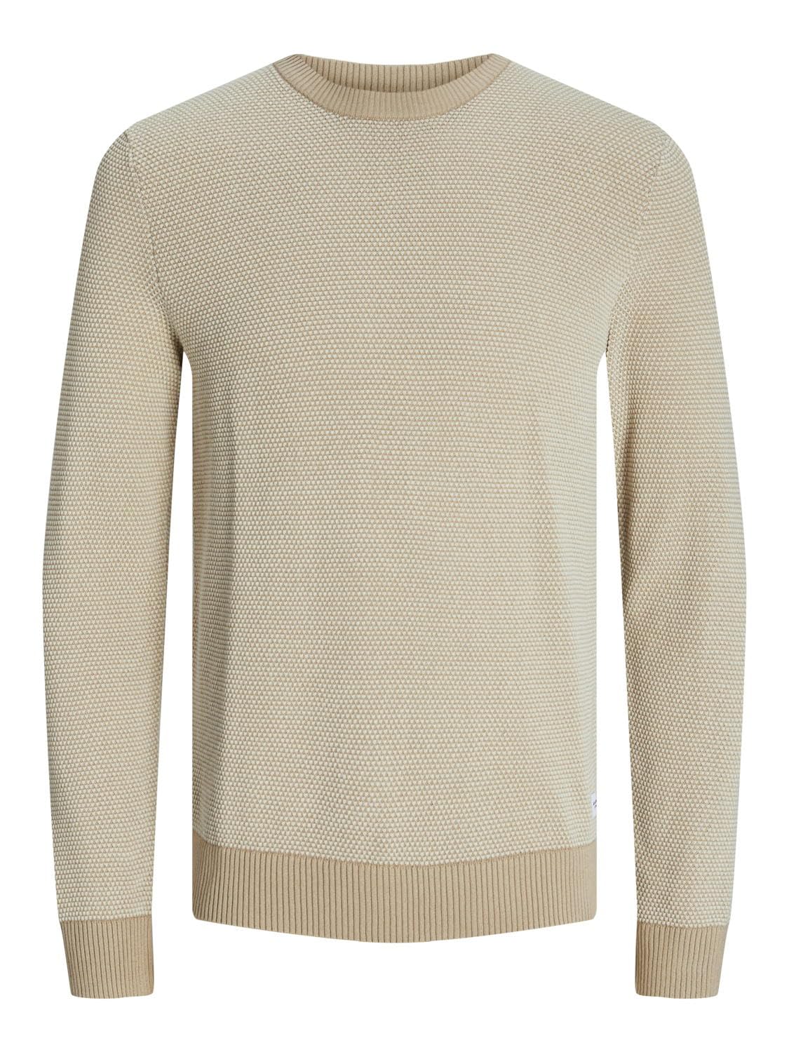 JACK & JONES Herren Knit Crew Neck Bf Strickpullover, Farbe:Beige, Größe:XL