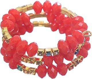 سوار خرز مزدوج اللف للبنات من دافان، أحمر ذهبي