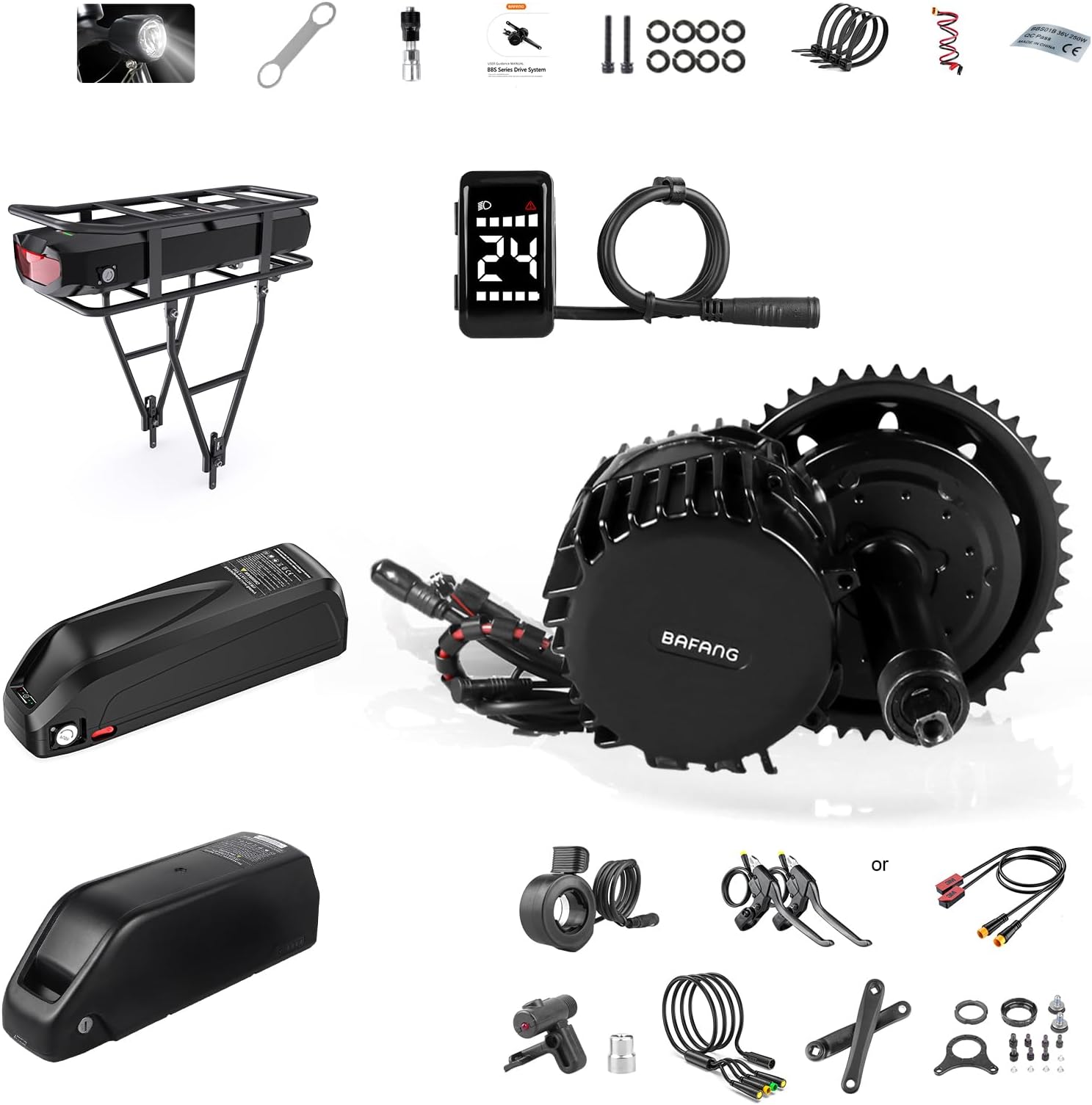 BBS-HD 1000W Mid Drive Kit with Battery(Optional),BBS03 Ebike Conversion Kit with LCD Display,48V/52V 8Fun Electric Bike Conversion Kit for Moutain Road Bike