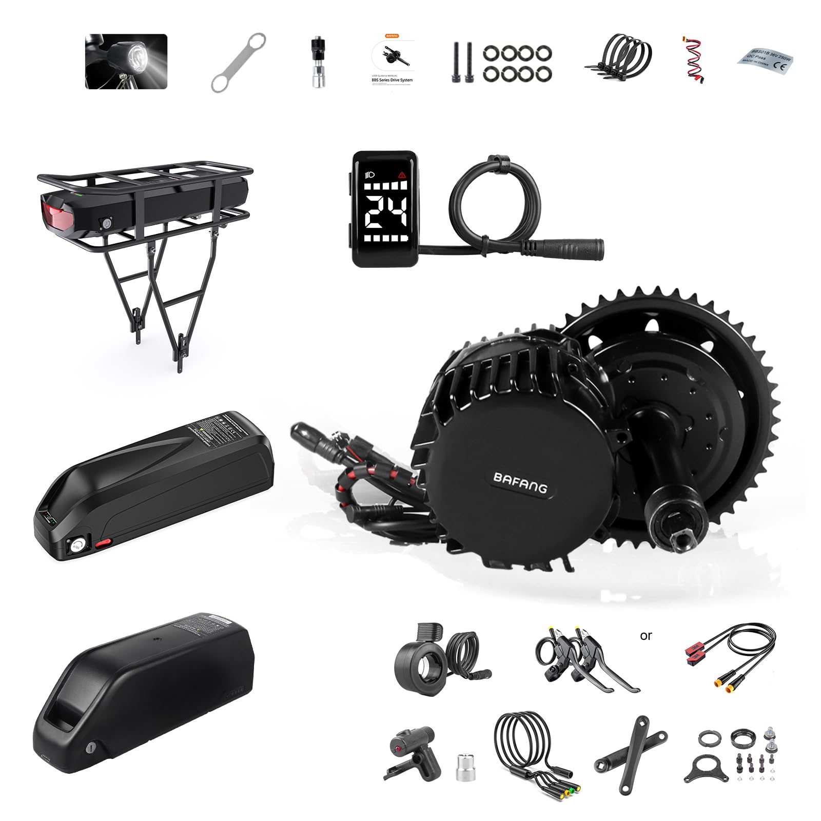 Bafang BBS-HD 1000W Mid Drive Kit with Battery(Optional),BBS03 Ebike Conversion Kit with LCD Display,48V/52V 8Fun Electric Bike Conversion Kit for Moutain Road Bike
