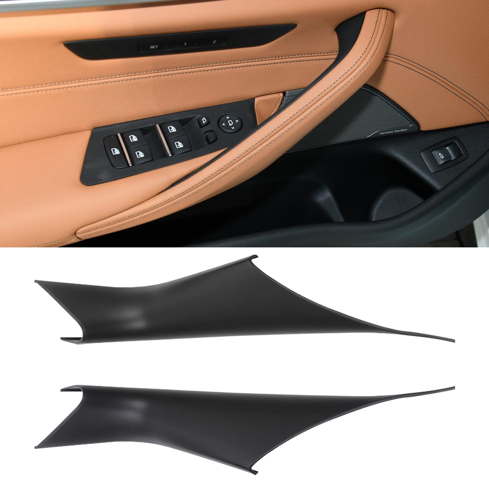 TTCR-II 2PCS Door Handle Covers Compatible with 5 Series G30 G31 2016-2022,Driver Side and Front Row Passenger Door Pull Handle Covers 518d,520d,520i,525d,530d,530e,530i,540i (Black)