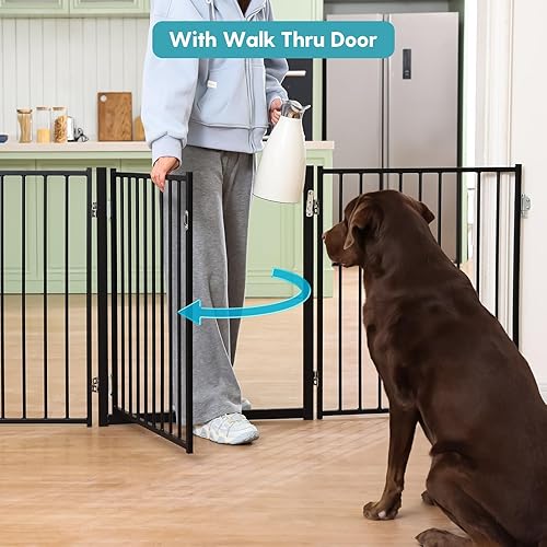 Miniatura 7 de No Pawblems Barrera Independiente para Perros con Puerta, Cerca Plegable para Perros de 30'' de Alto para Interiores y Exteriores, Barrera Extra