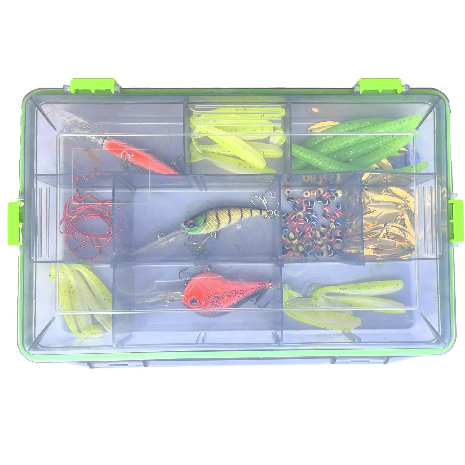 Lot de 4 boîtes de rangement en plastique avec séparateurs amovibles, plateau pour 3600 articles de pêche et 3700 plateaux de pêche, boîte à leurres et matériel de pêche