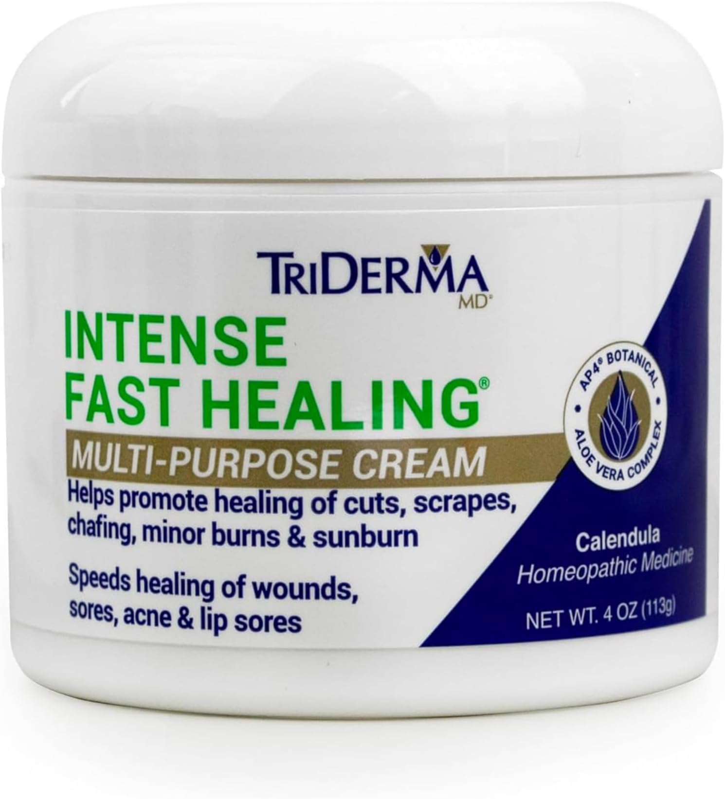 TriDerma Intense Fast Healing Cream, Decreases Healing Time for Minor Irritations, Rashes, Scrapes, Cuts 4 Ounces