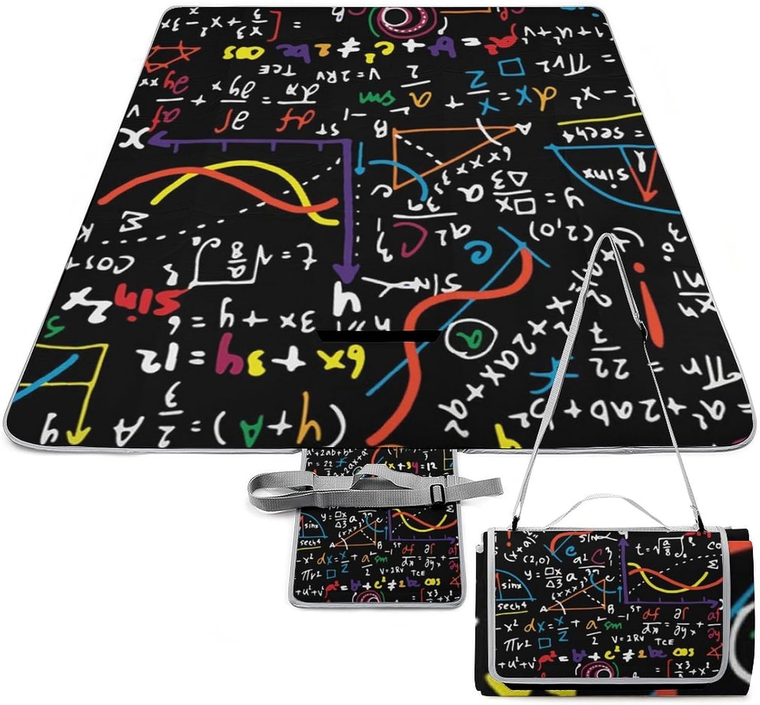 Math Physics Picnic Blanket 148 x 148cm Foldable Waterproof Heat Resistant with Carry Handle Portable Picnic Mat for Park Beach