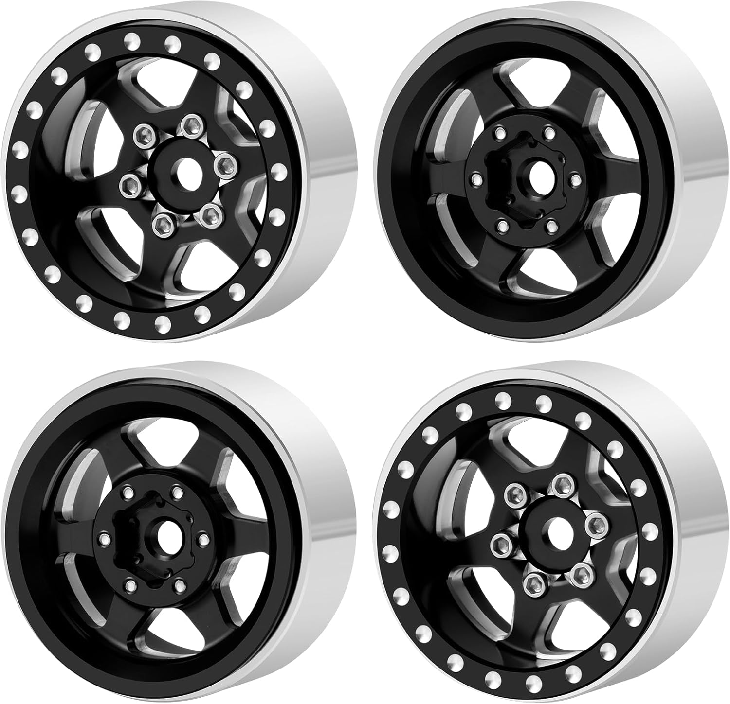 SWX 1.0" RC Beadlock Aluminum Wheels 4Pcs 1.1" Aluminum Wheel Rims for 1/18 TRX4M 1/24 Axial SCX24 AXI90081 AXI00005 RC Crawler Upgrades