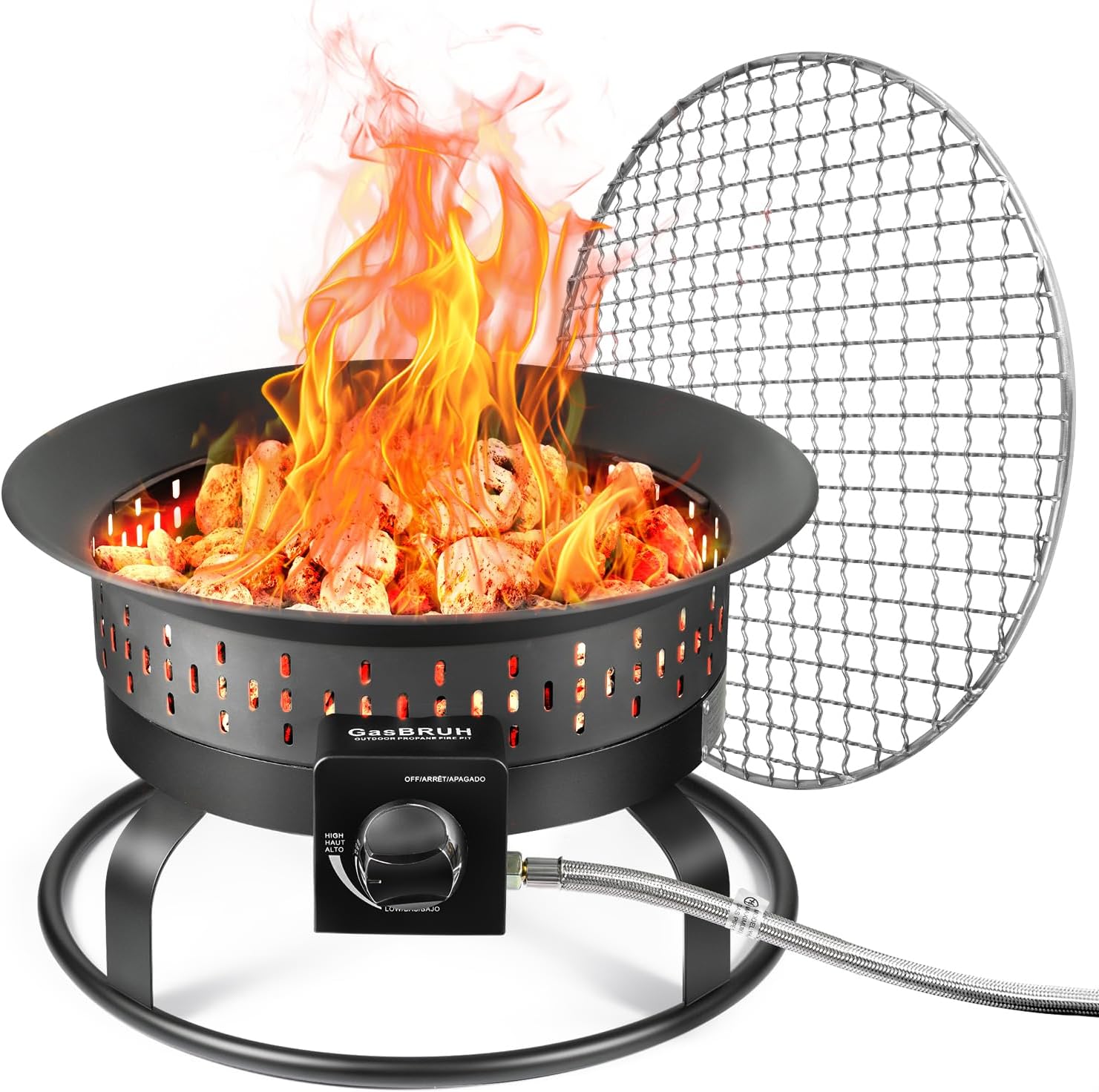 19″ Outdoor Portable Propane Fire Pit with Grill Comoros Ubuy