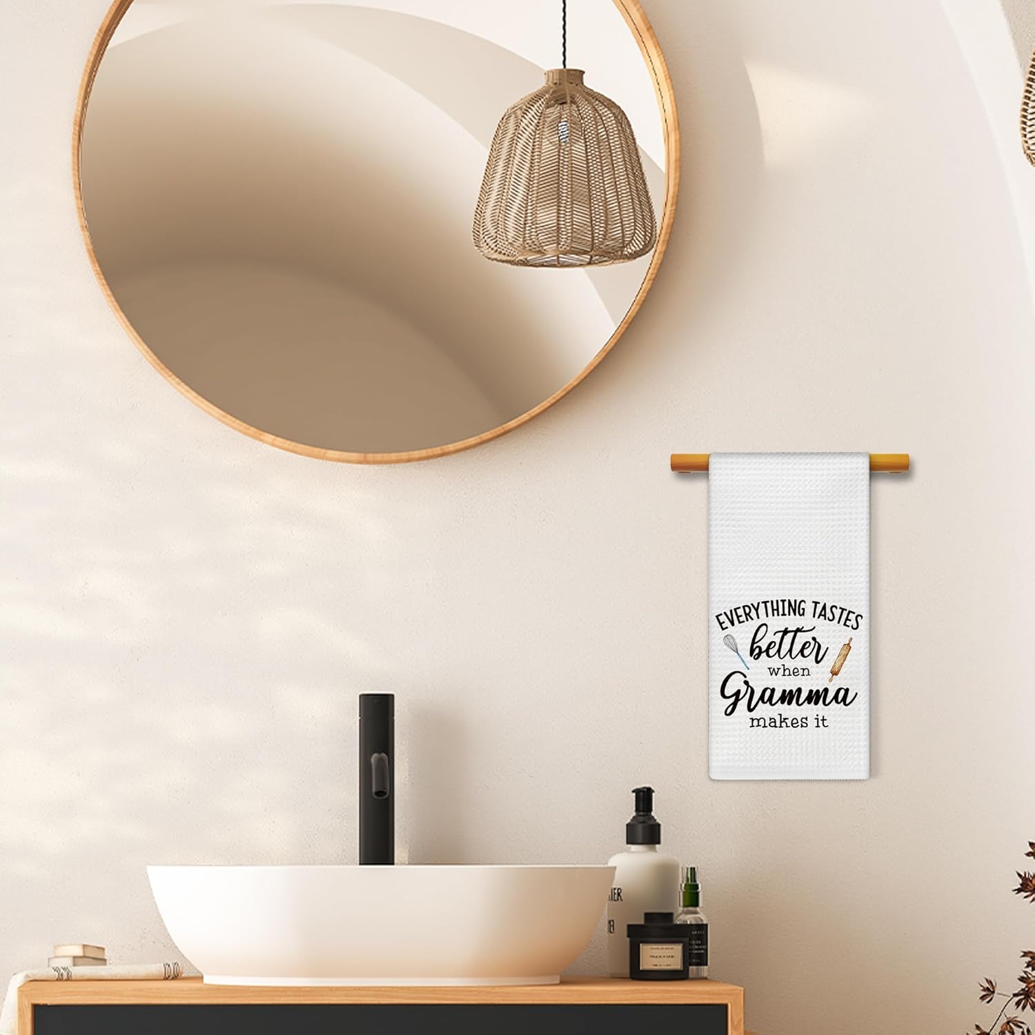 Gramma Mother Gifts Kitchen Towels, Grandma Gifts from Grandkids Dishcloths Dish Towel for Kitchen, Everything Tastes Better When Gramma Makes It Hand Towels for Bathroom Decor 16x24 Inches - Image 4