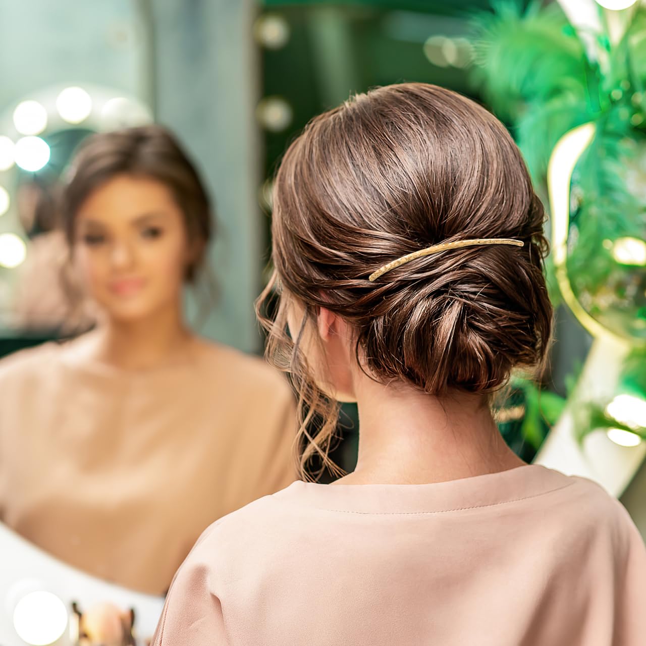 Minkissy Horquilla para el pelo, peine lateral de aleación, 2 unidades, color plateado y dorado, accesorio para el pelo para mujeres y niñas