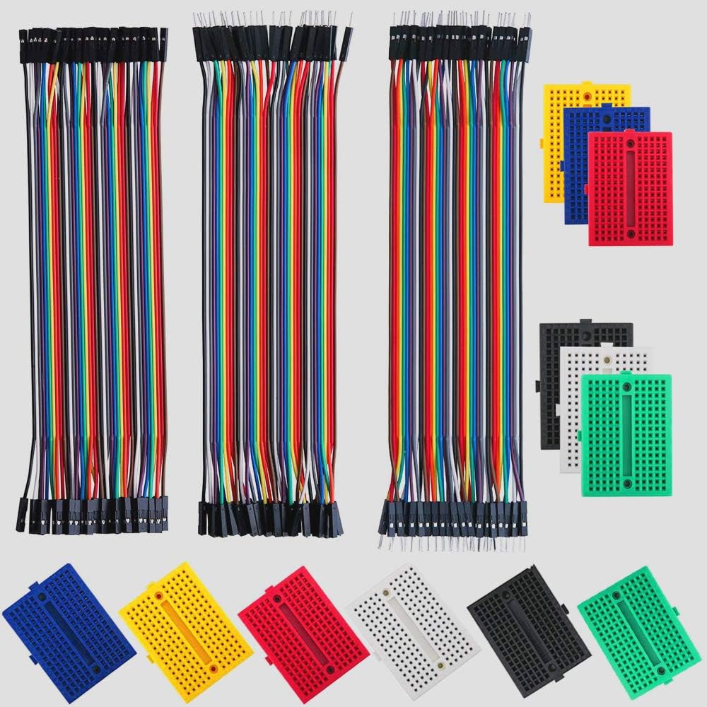 Kit Breadboard 6 Pezzi 170 Punti + 400 + 830 Punti, Senza Saldatura, Con 65 Cavi Flessibili, Per Arduino E Progetti Fai Da Te