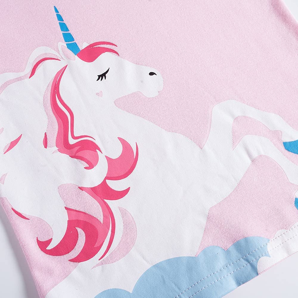 EULLA Pigiama per bambini e bambine, a maniche lunghe, in cotone, per l'inverno, con unicorno, principessa, coniglietto, gufo, due pezzi, biancheria da notte 1-10 anni, 92 98 104 110 116 122 128 134