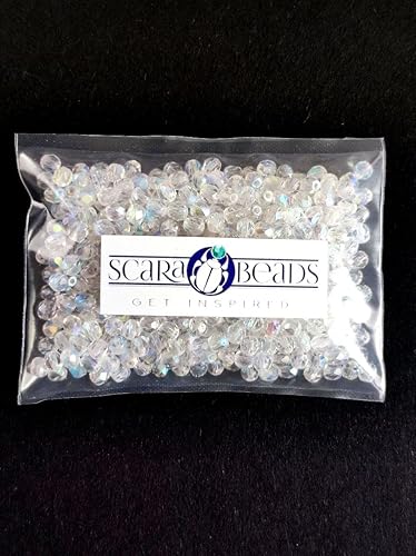 Miniatura 7 de SCARA Beads 1.8 oz (1.76 oz, cca 600pcs) Cuentas de vidrio checo facetadas redondas 0.157 in Crystal AB