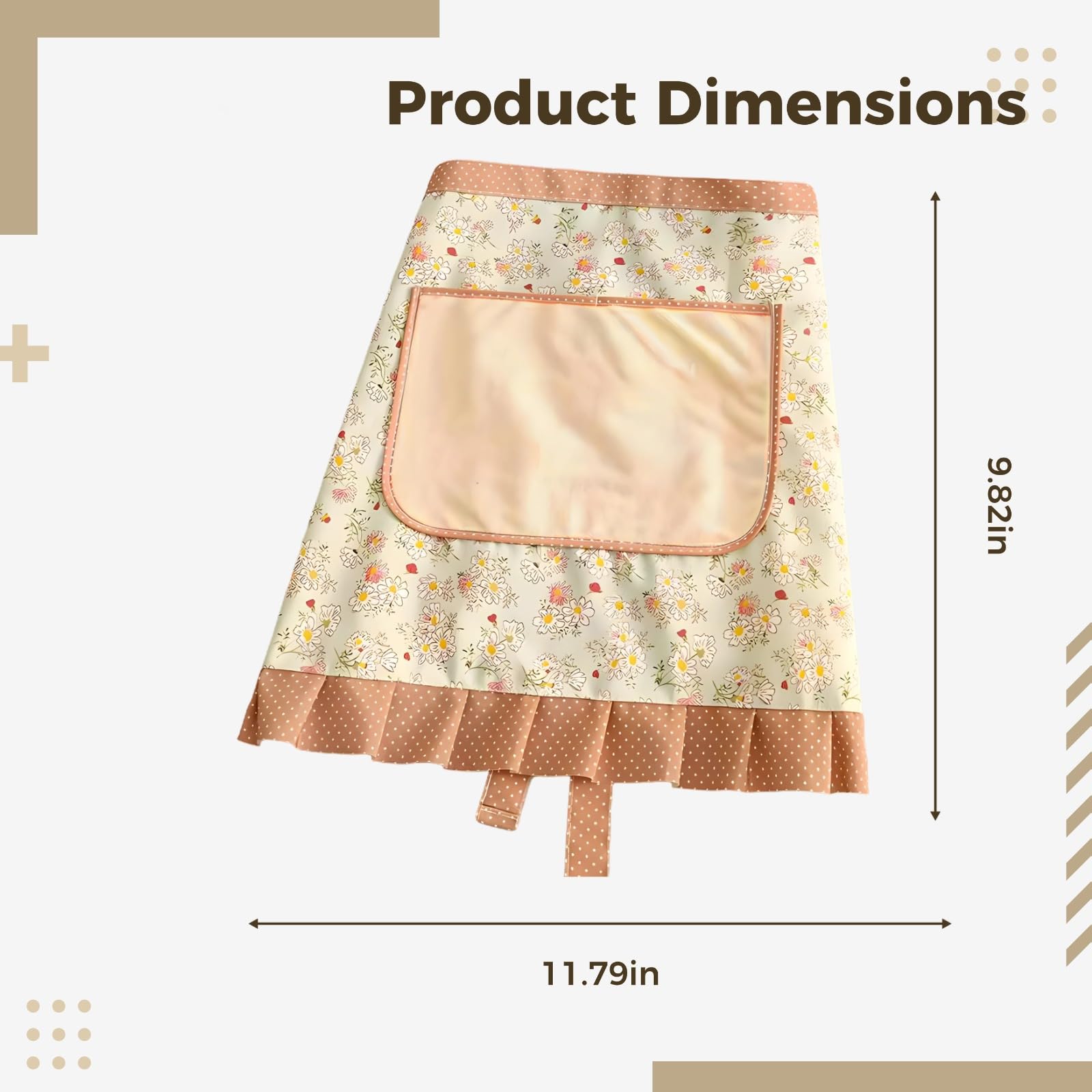 Lot de 5 tabliers demi-jupes floraux pour femme avec poche, charmant tablier de cuisine en coton réglable pour cuisiner, pâtisserie et jardinage