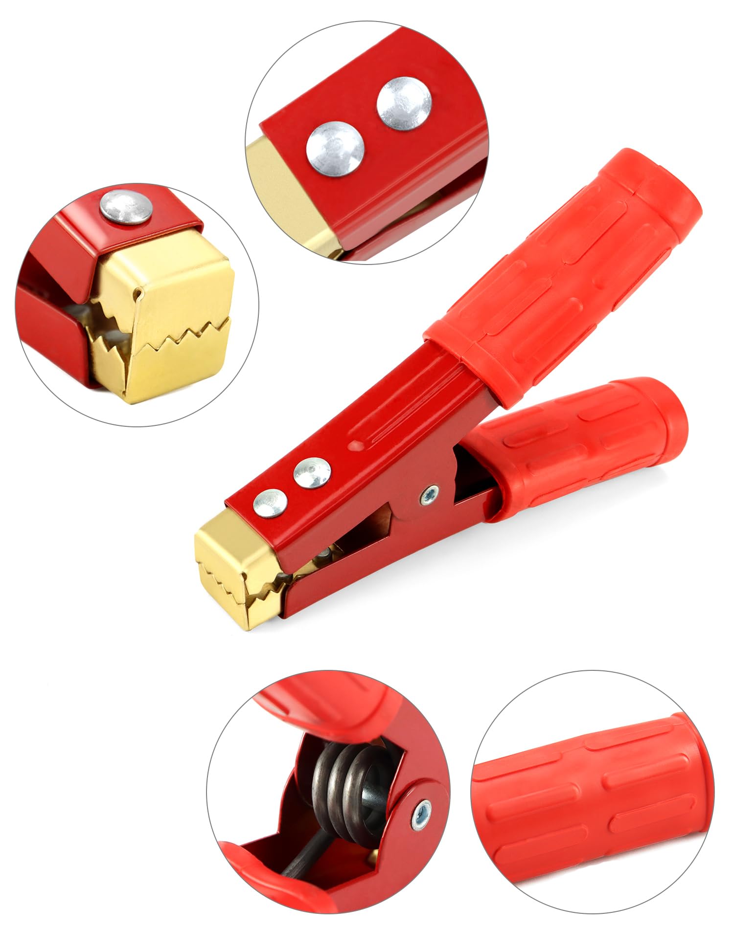 QWORK® 2 sztuki 1000 A zaciski krokodylkowe do kabli rozruchowych, zaciski krokodylkowe do akumulatora, zaciski krokodylkowe z osłoną izolacyjną do kabla rozruchowego samochodu