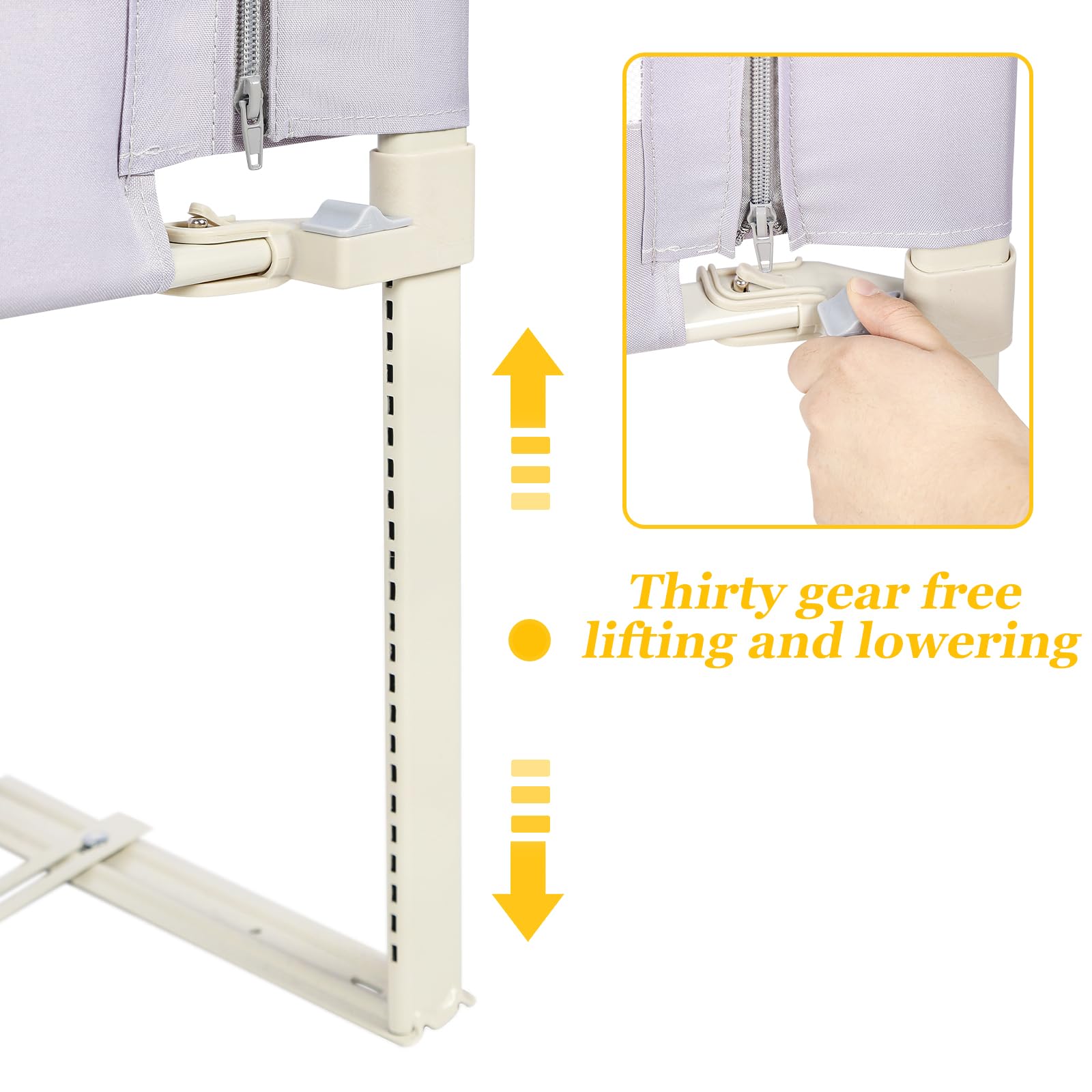 LANTUS Barriera per Letto Bambini 200 cm, Protezione Dalle Cadute Accidentali, Altezza Regolabile, per Letto di Famiglia e Lettino,Grigio - 200 * 100 * 26 cm - Orsetto
