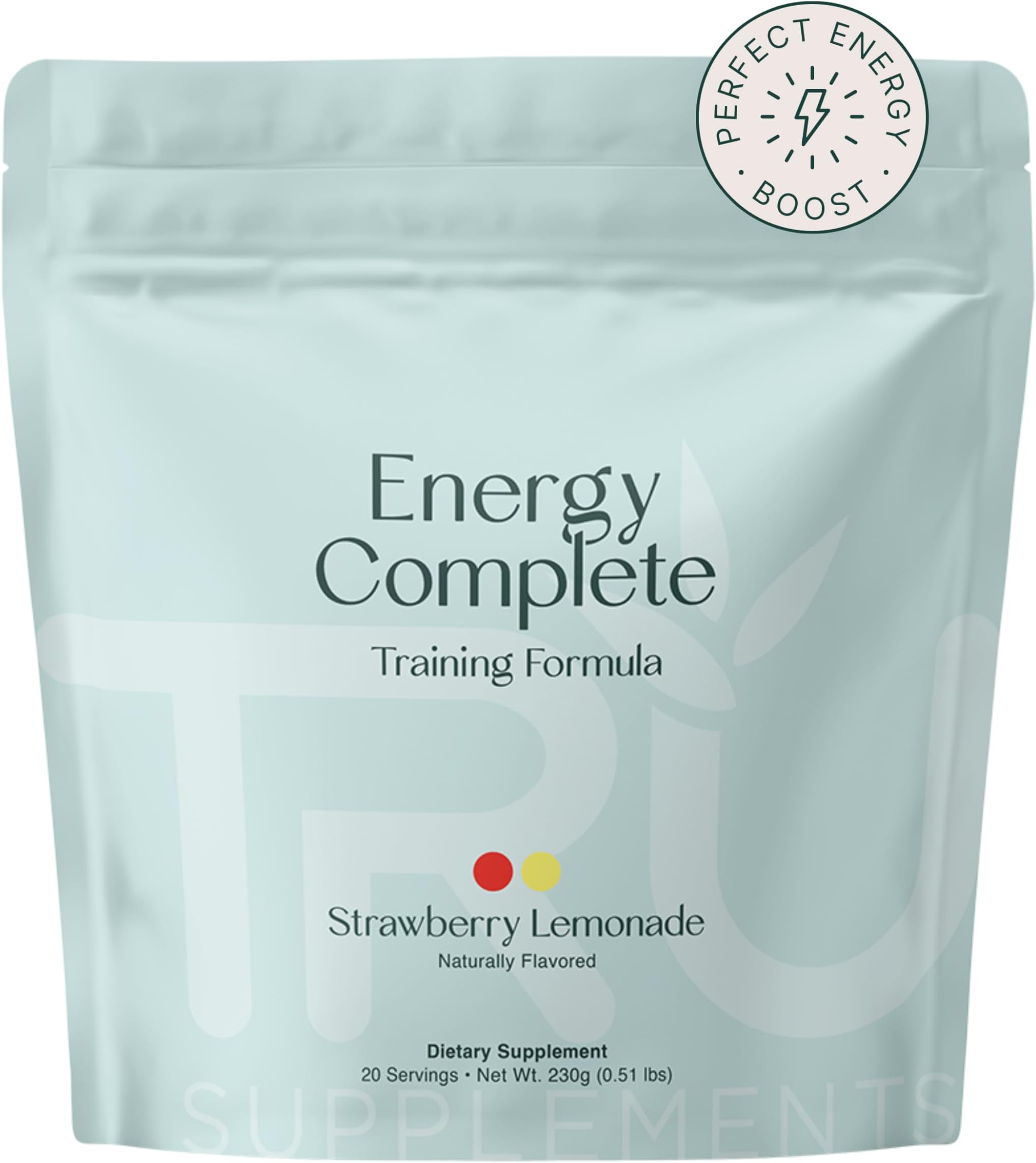 TRU Supplements Energy, Pre Workout Training Formula, Vegan Friendly, No Jitters, Improve Workout Performance, Naturally Extracted Flavors, 20 Servings (Strawberry Lemonade)