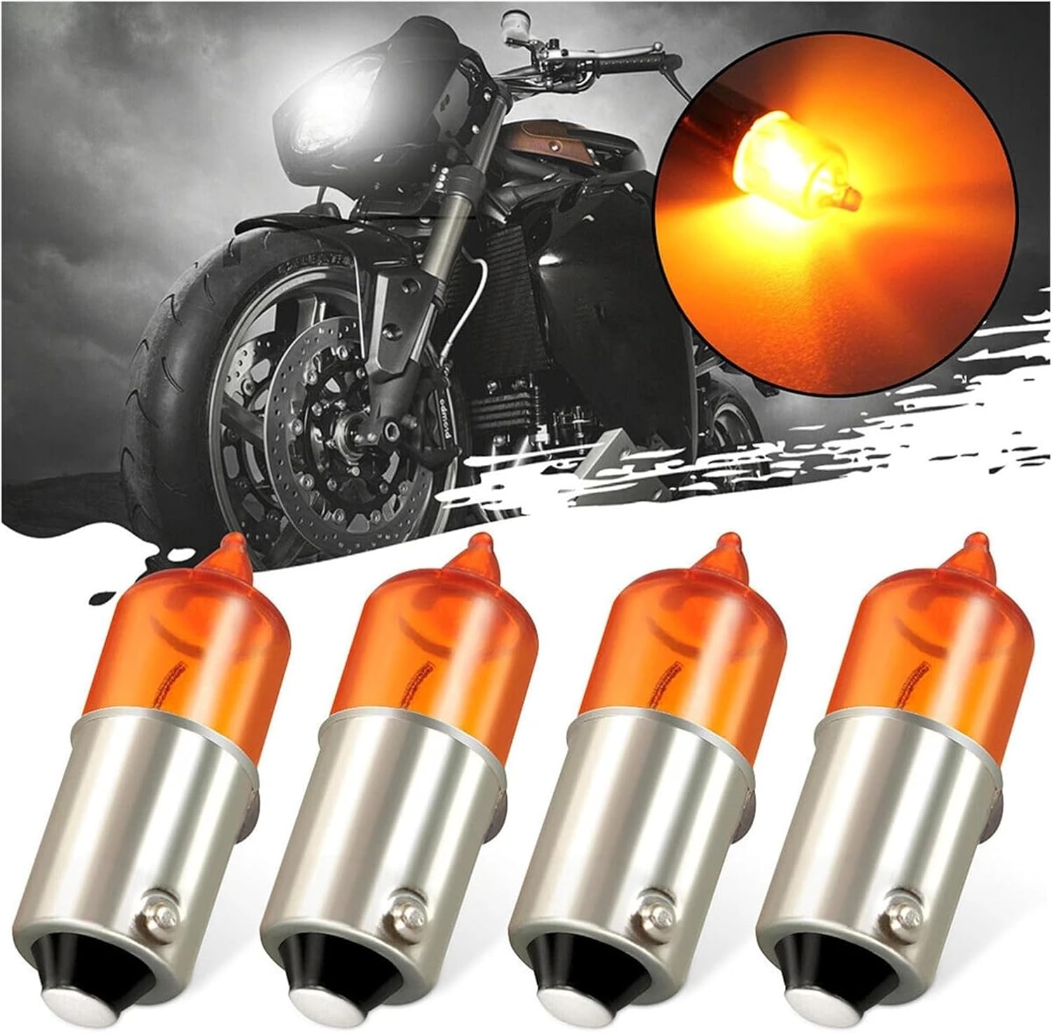 Motorcycle Indicator Bulb 12V 6W 4Pcs Motorbike Indicator Light Super Bright for Car Motorcycle