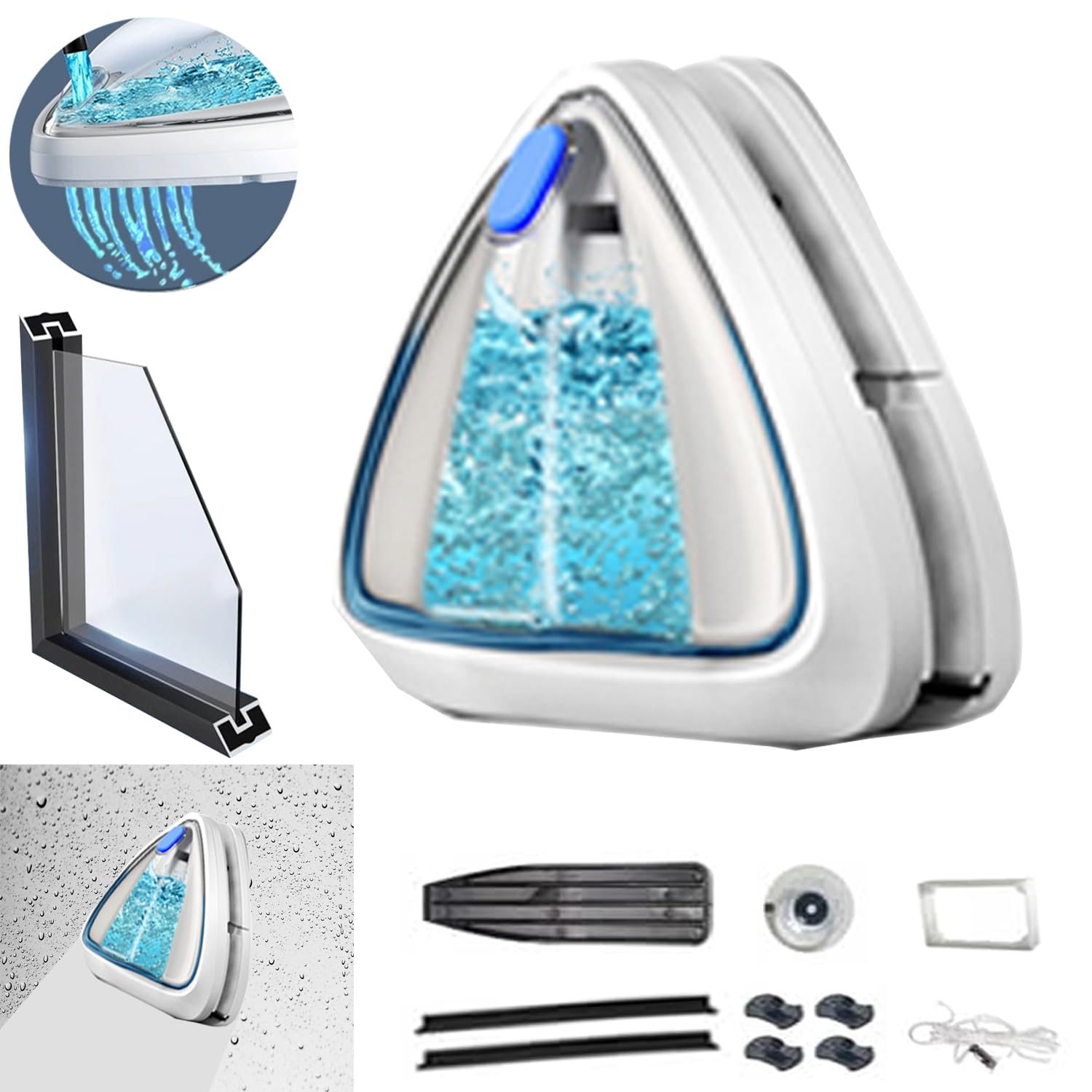 Hooha Fensterputzer Magnetisch Double Side Magnetic Fensterreiniger Einfachverglasung Doppelverglasungen Glasreinigungswerkzeuge mit Sicherheitsseil Speicherbarem Wasser3-8/8-15/15-26/25-35mm(3-8mm)