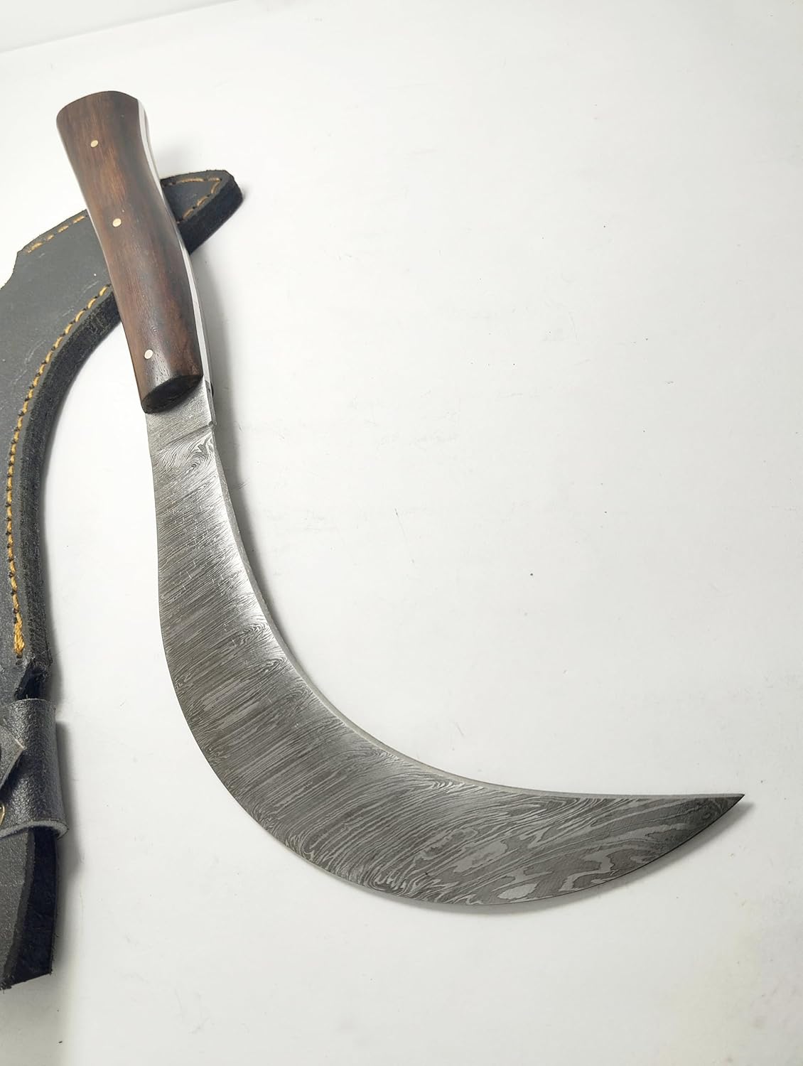 KKI Hand Crafted Damascus Steel Scythe knife, Damascus Sickle, Formar Use, Outdoor, EDC, Garden Tool, Harvesting, Sickle Blade, Home and Garden Care, Best Gift (SKL)