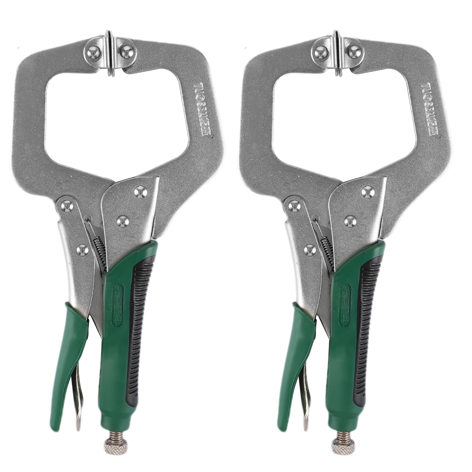Lot de 2 pinces en C de 28 cm - Serre-joints en C - Pince à serrage rapide - Étau lourd - Avec vis réglables et coussinets pivotants - Pour le travail du bois et les soudeurs
