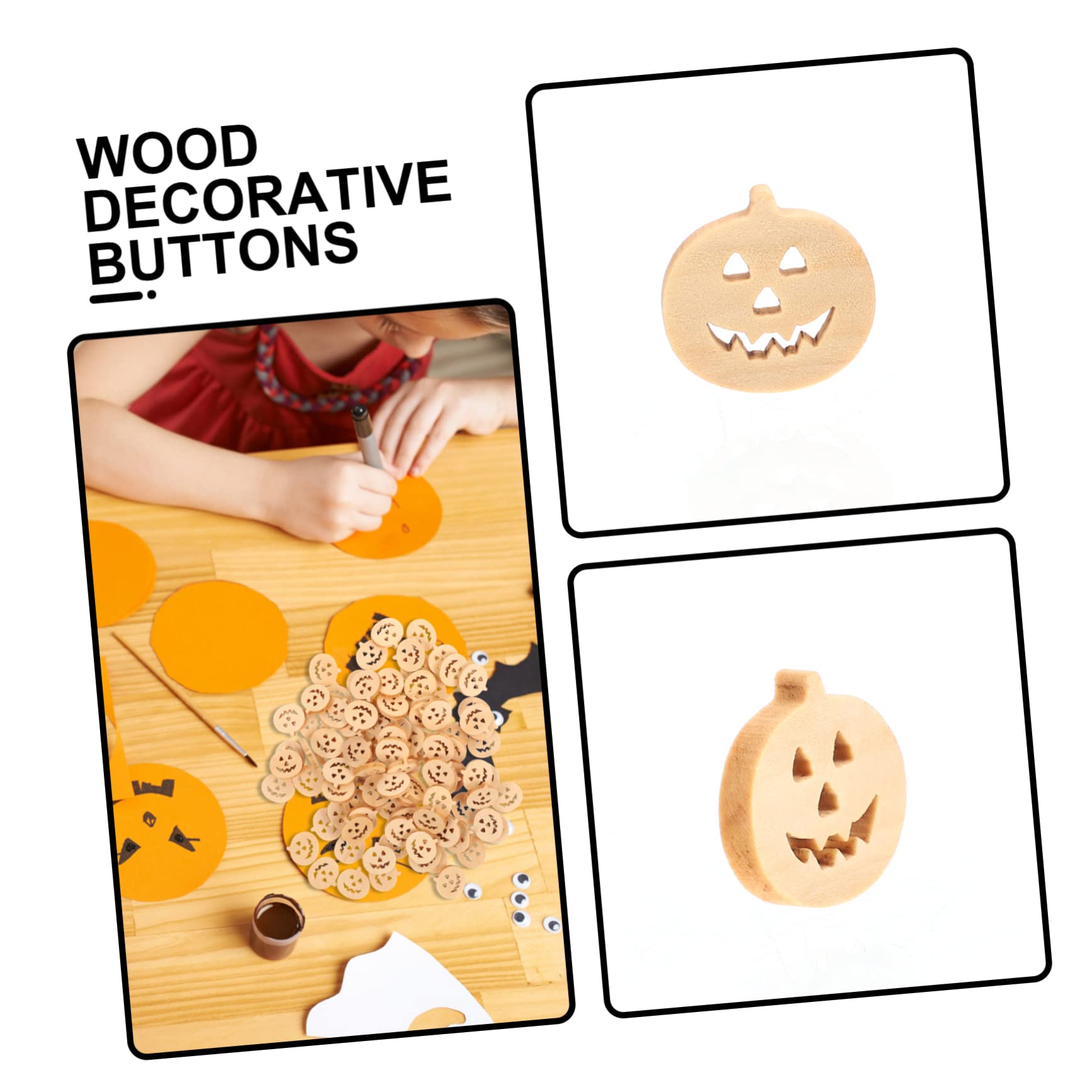 NUOBESTY 5 Set Di Bottoni Spaventosi A Forma Di Zucca Di Halloween Bottoni in Legno Set Di Per Abbigliamento A Forma Di Zucca Confezione Da 100 Pezzi*5