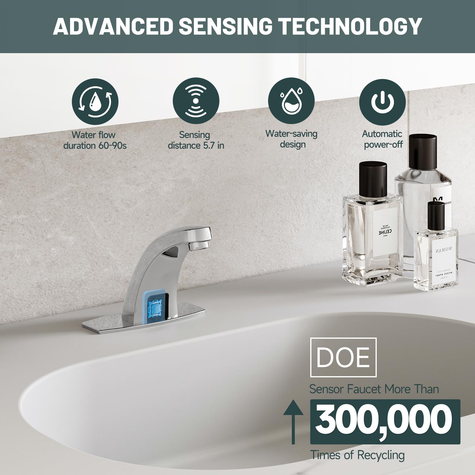 Latón macizo grifo Greenspring con Sensor de grifo de Sensor de encendido y apagado automático cromado grifo y ducha para bañera grifo funda Diseño de instalación piezas mueble para baño romano templado que cambia Glacier Bay
