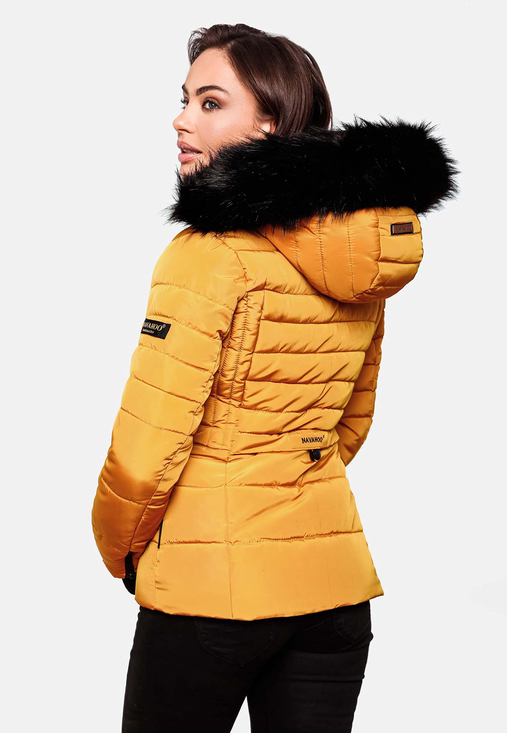 Navahoo Adele Chaqueta de Invierno para Mujer con Capucha de Pelo sintético Negro XS-XXL