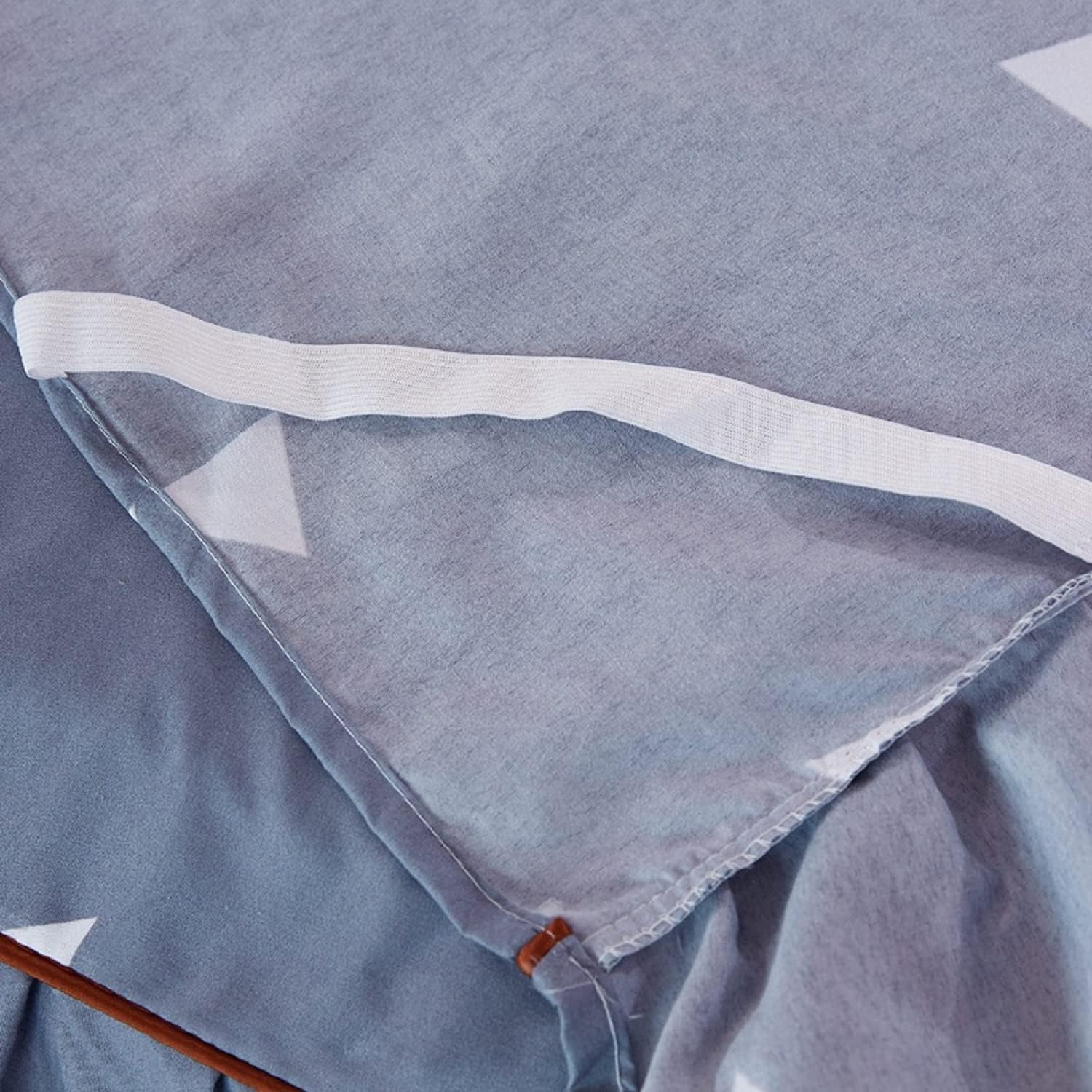 Feelyou Geometric Triangle Bed Sheet Soft Lightweight Fitted Sheet 3 Side Coverage 14 Inch Drop Dust Ruffle Bed Skirt 3 Piece Queen Size 1 Falt Sheet & 2 Pillowcases Grey