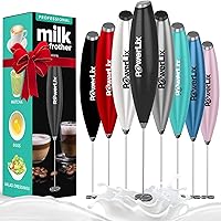 Vista 21 de PowerLix Potente espumador de leche de mano con soporte, funciona con pilas, varita espumadora para café, latte, capuchino, chocolate caliente, mini