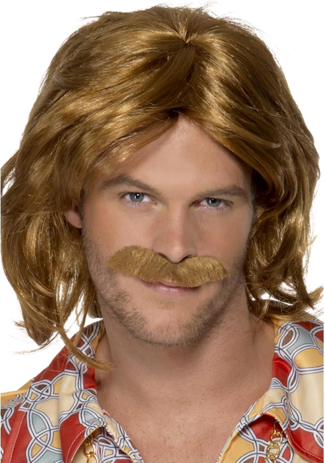 Smiffy's Men's 70's Super Trouper Wig and Moustache Mid Length