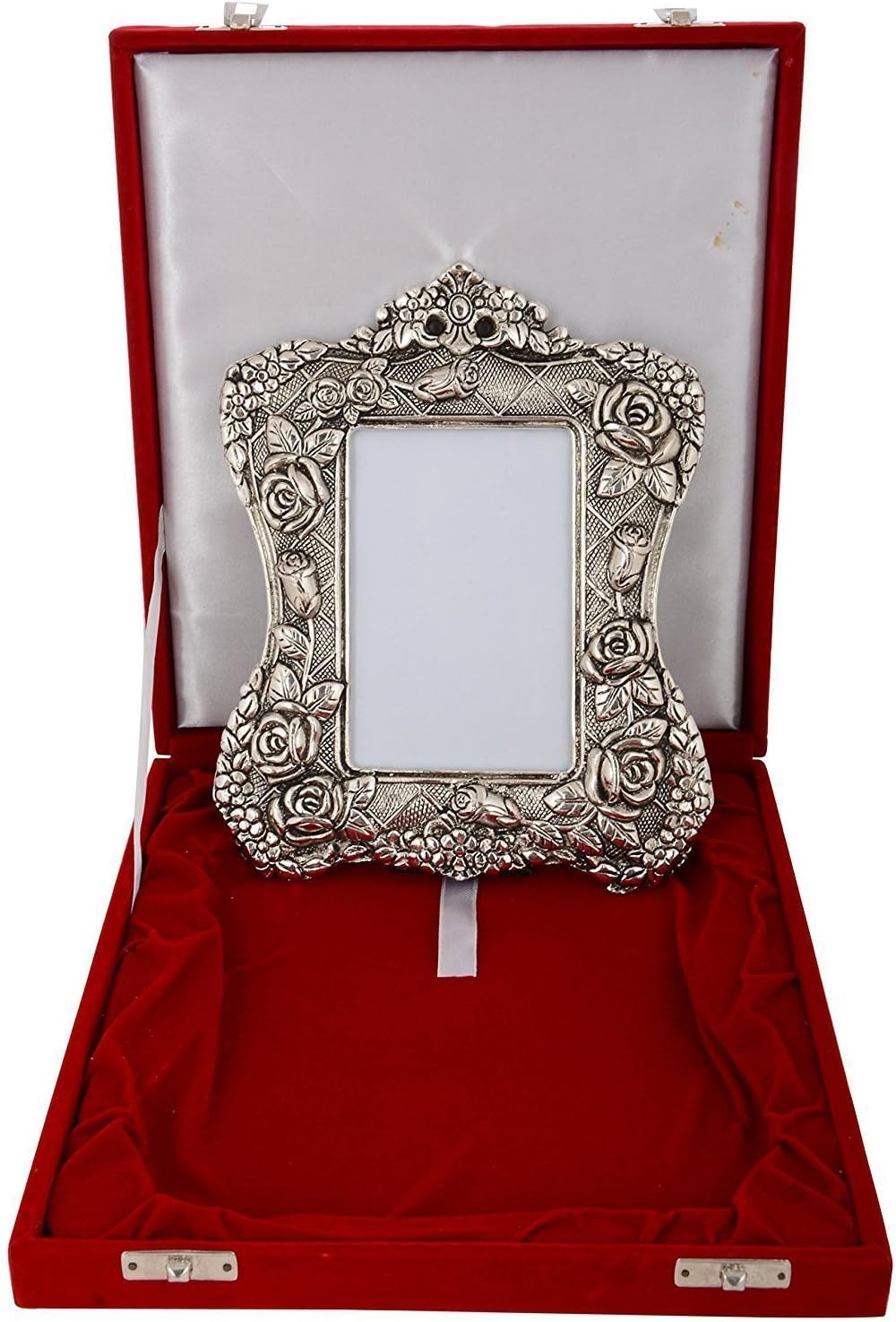 INTERNATIONAL GIFT® Silver Photo Frame Oxidized Finish with Beautiful Gift Box Packing and with Carry Bag (14cm, Silver) Showpiece, Decor Gift